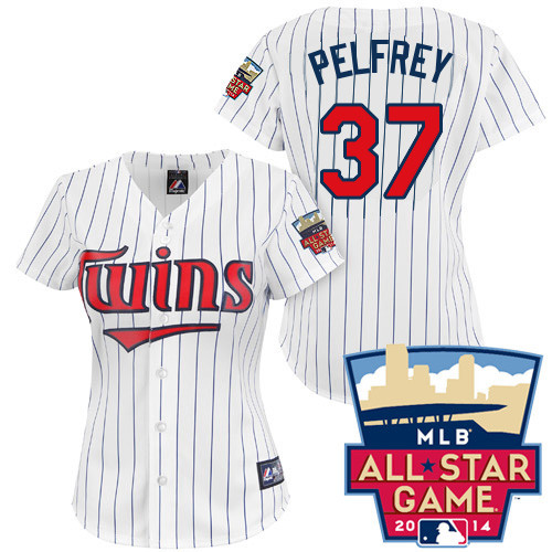 Mike Pelfrey #37 mlb Jersey-Minnesota Twins Women's Authentic 2014 ALL Star Home White Cool Base Baseball Jersey